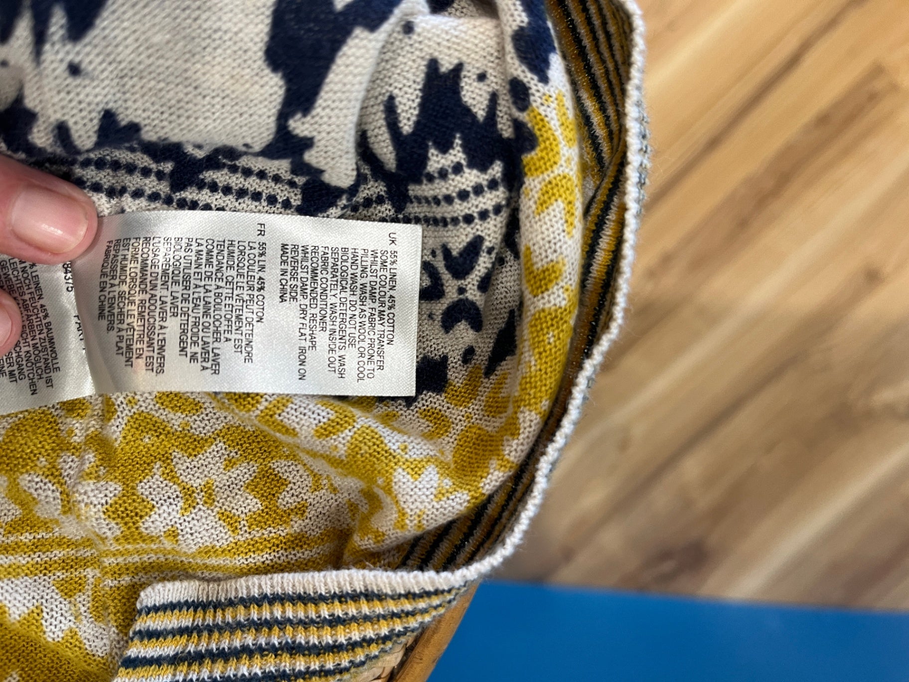 White Stuff Navy Mustard Top 