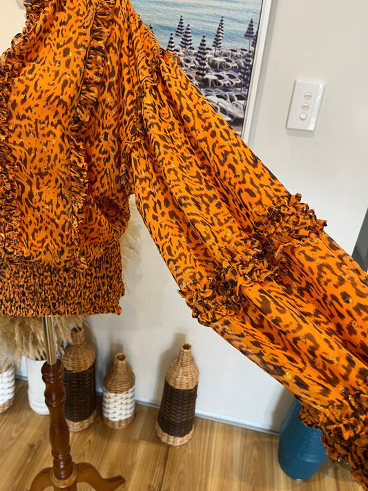 [SALE] Amaya Top Orange Animal Print Size 14