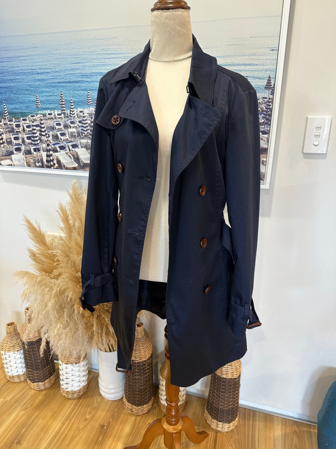 Esprit Trench Coat Navy Blue Size 12