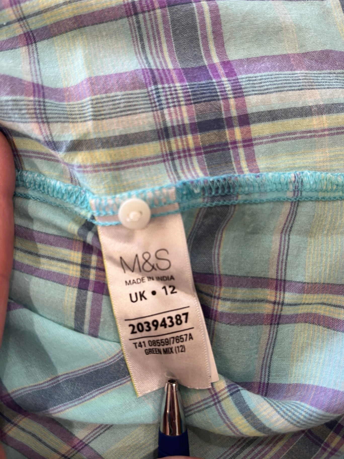 M&S Aqua Purple Shirt Size 12