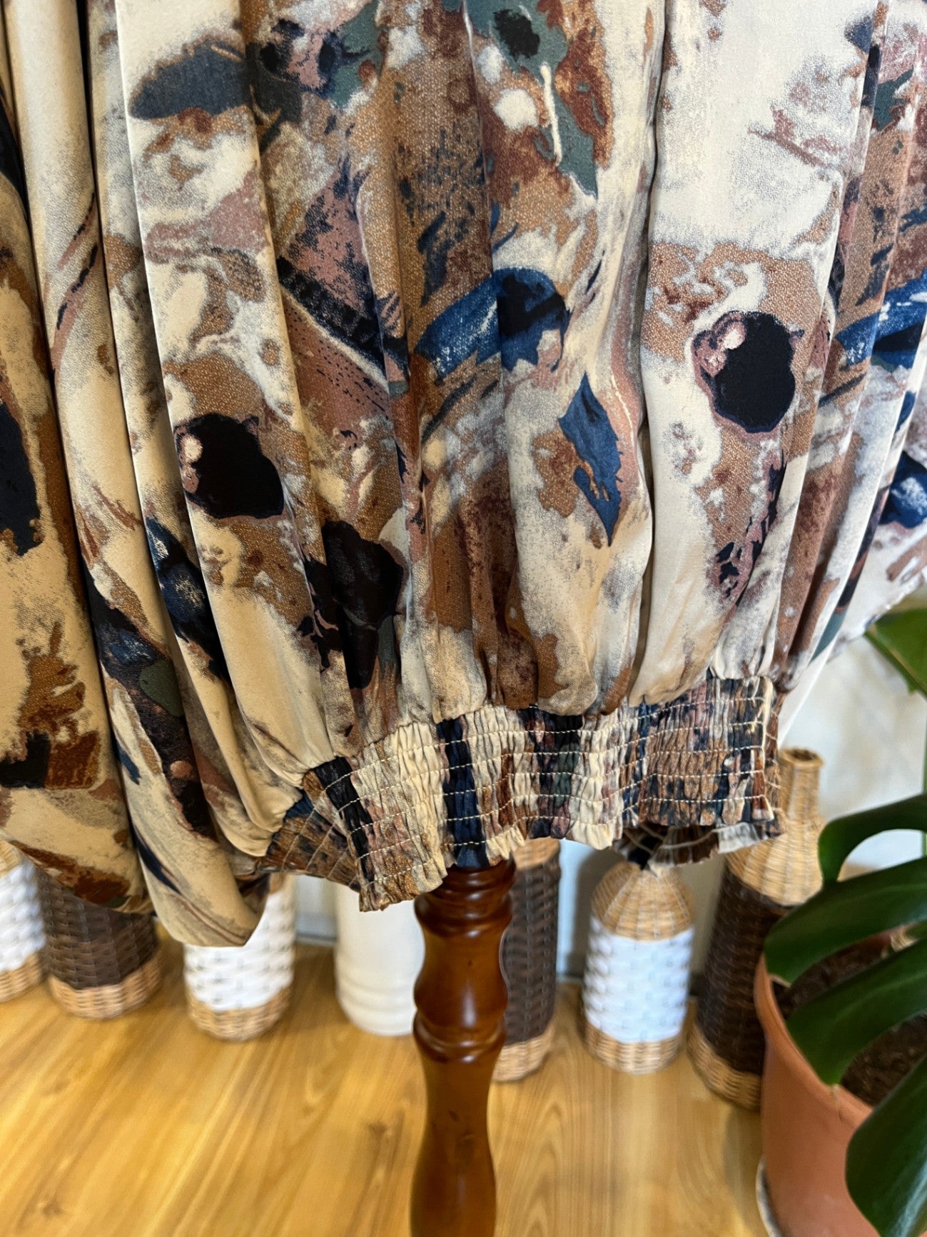[SALE] Batwing Style Blouse Brown/Blue/Cream XL