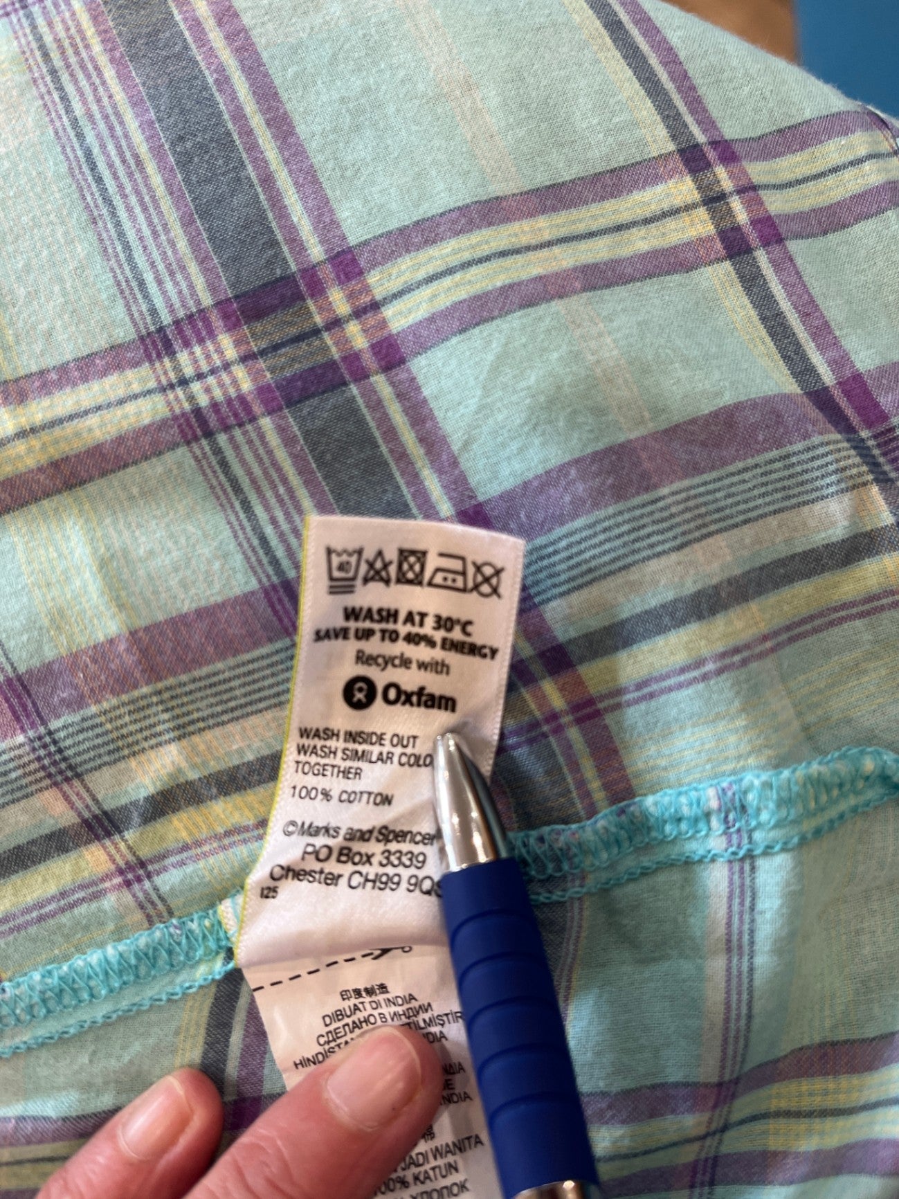 M&S Aqua Purple Shirt Size 12