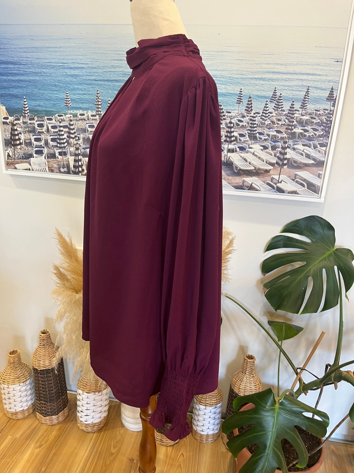 City Chic Burgundy Blouse Small
