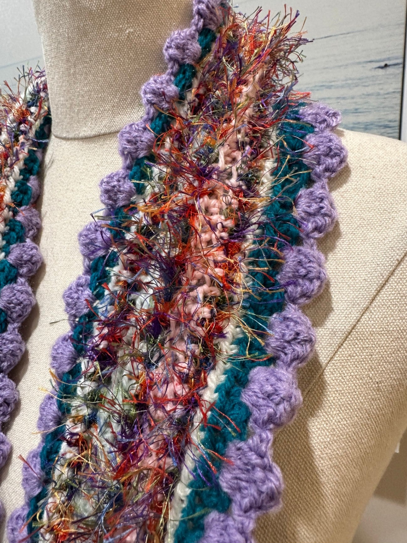 Purple Multicoloured Statement Scarf – Soft Lightweight Fashion Wrap