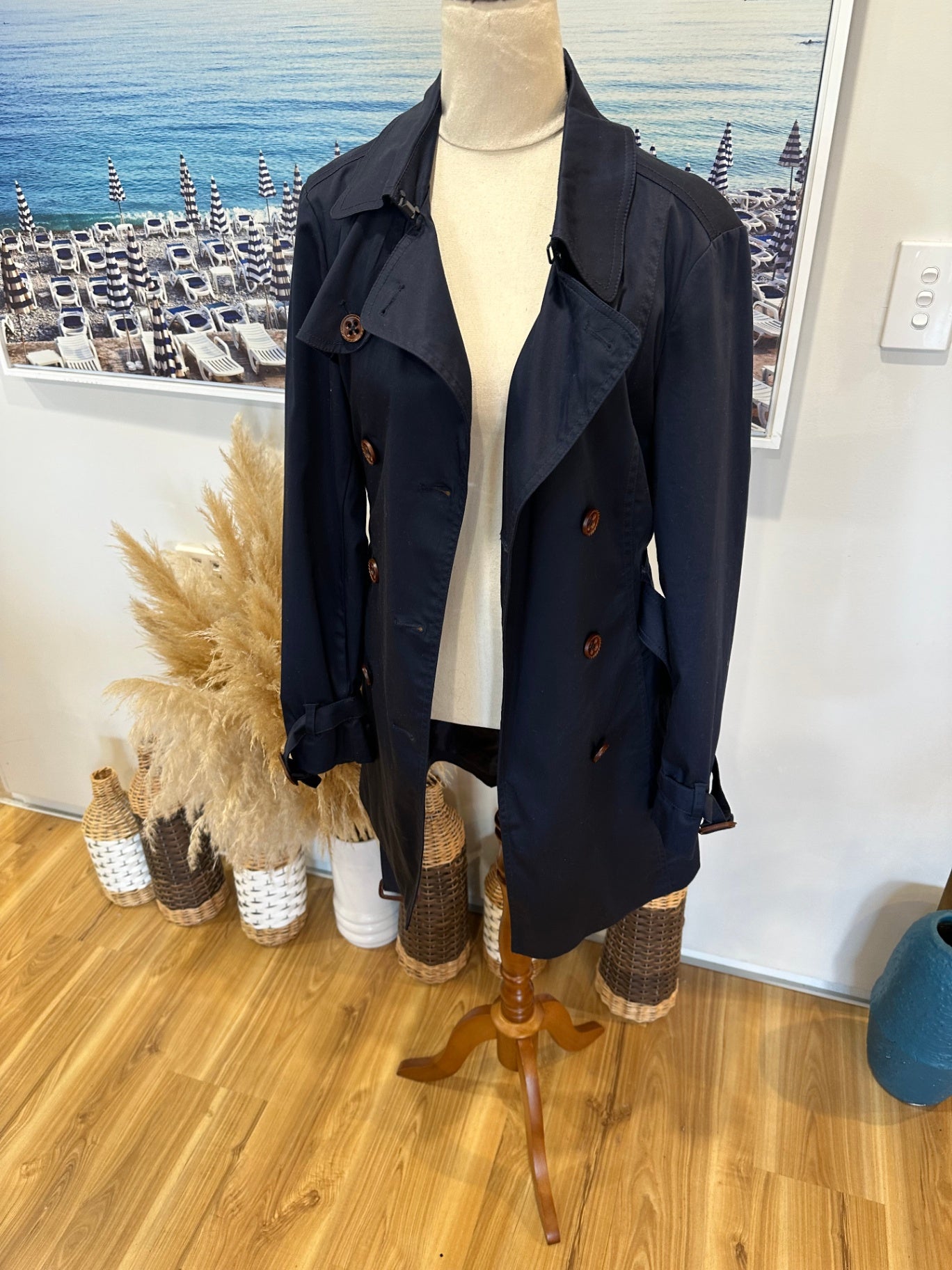 Esprit Trench Coat Navy Blue Size 12