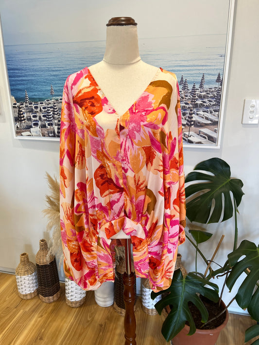 [SALE] Batwing Style Blouse Pink/Orange XL