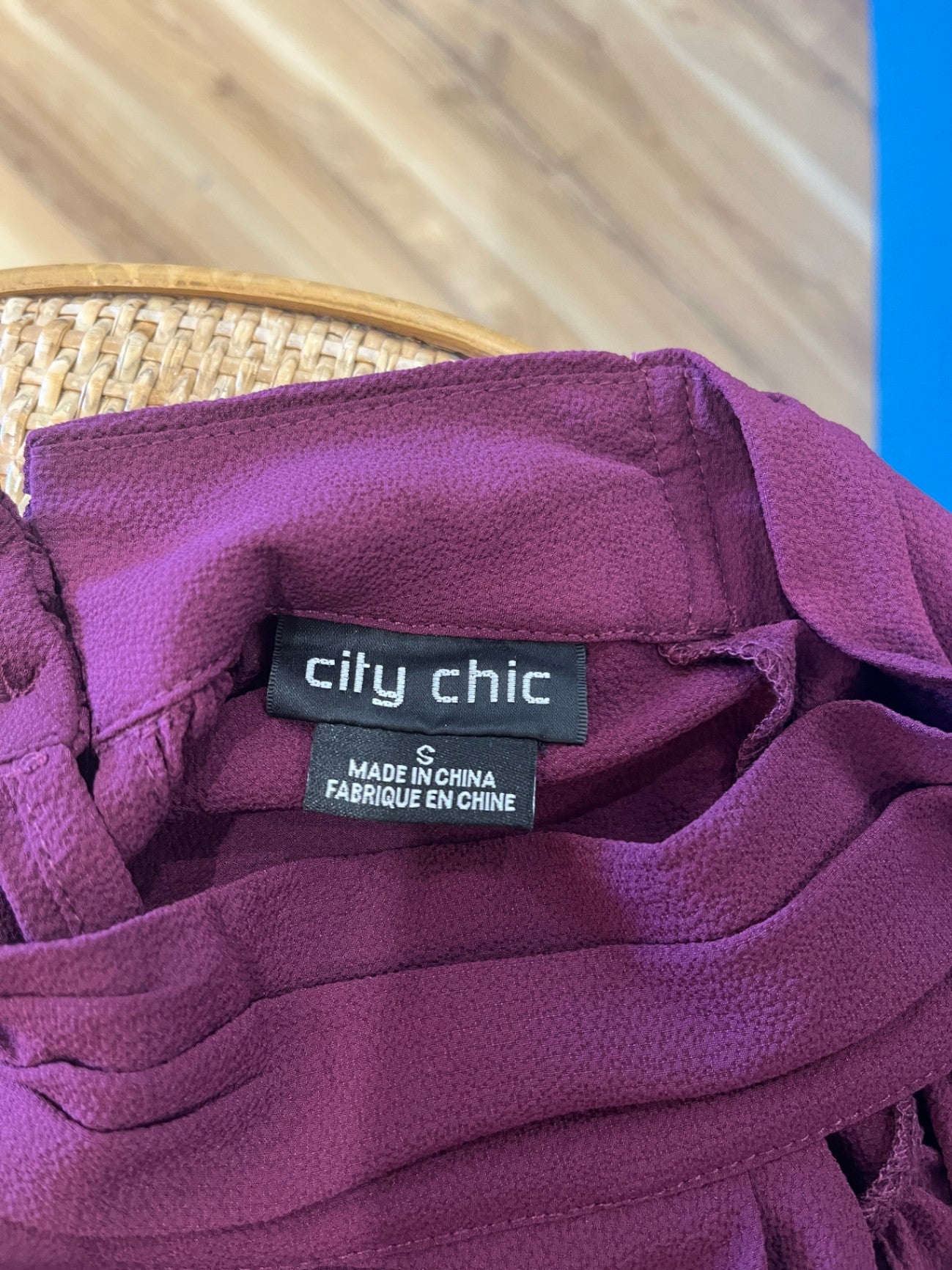 City Chic Burgundy Blouse Small
