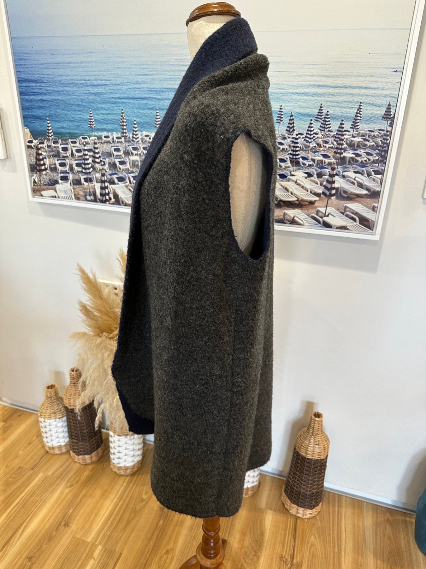 Grey and Navy Blue Vest
