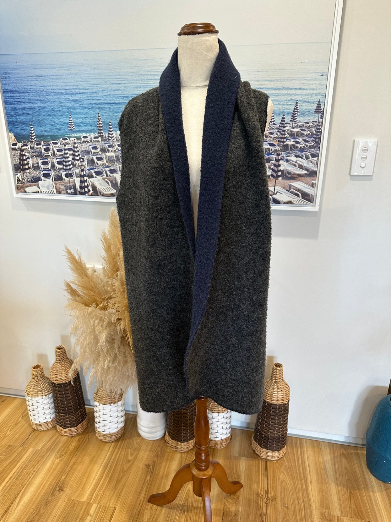 Grey and Navy Blue Vest