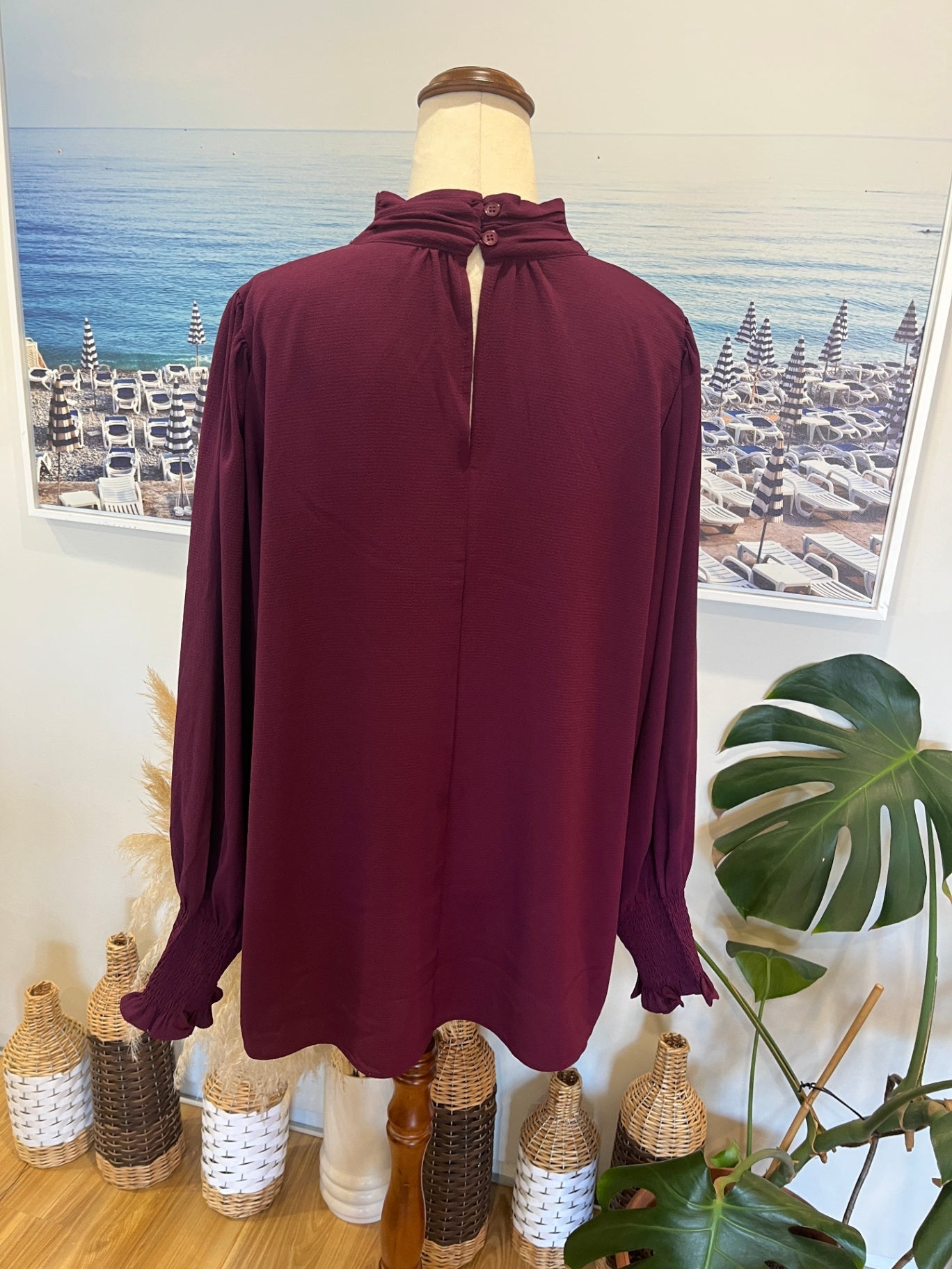 City Chic Burgundy Blouse Small