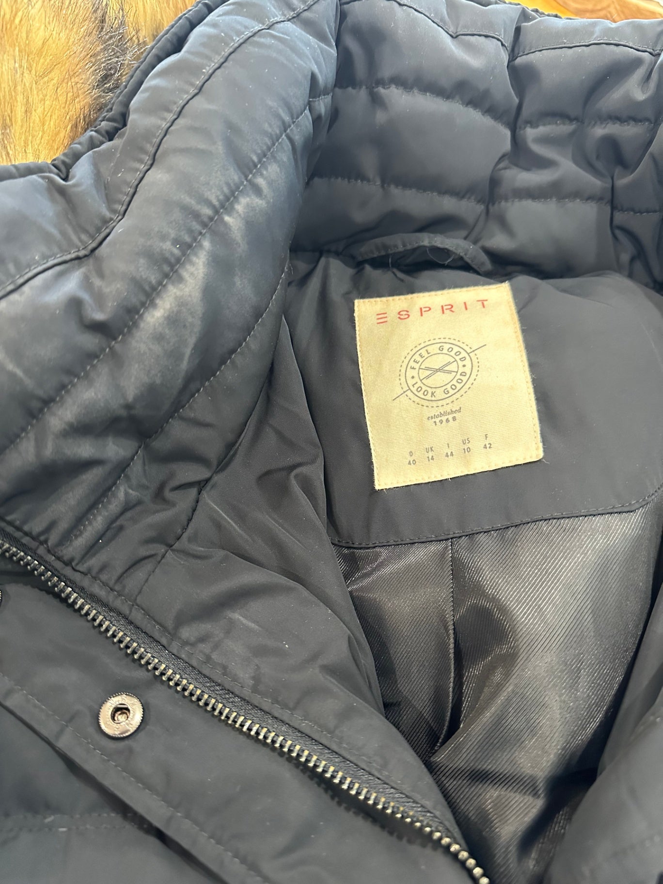 Esprit Navy Puffer Jacket Size 14 