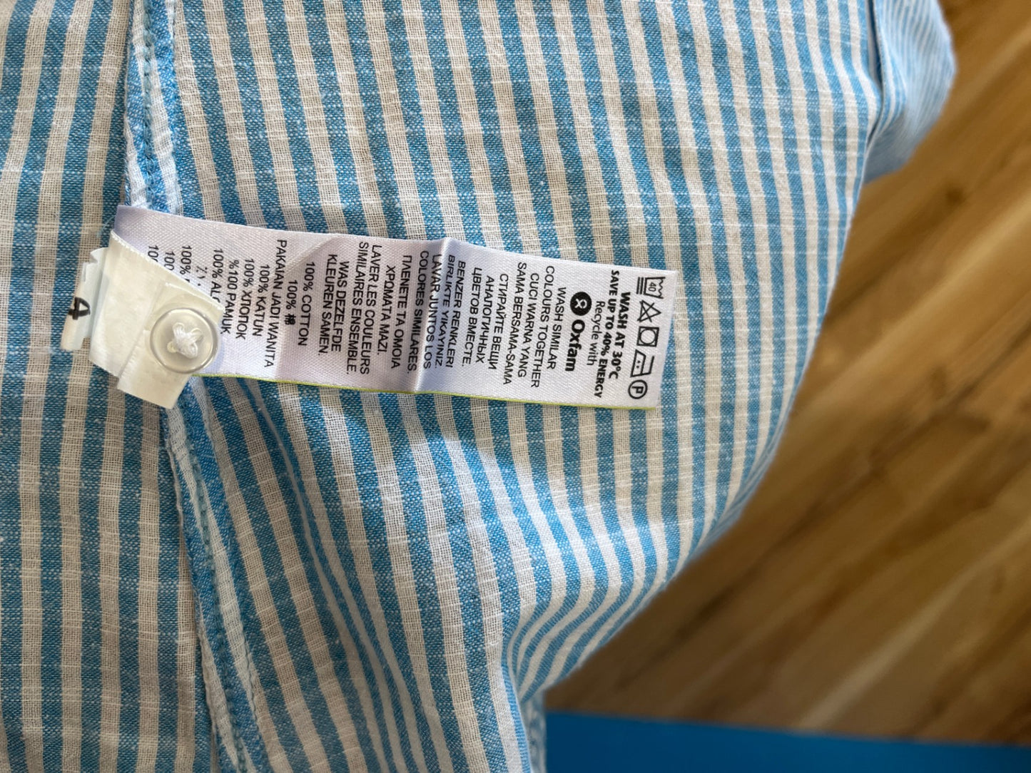 M&S Woman Shirt with Blue and White Stripes Size 14