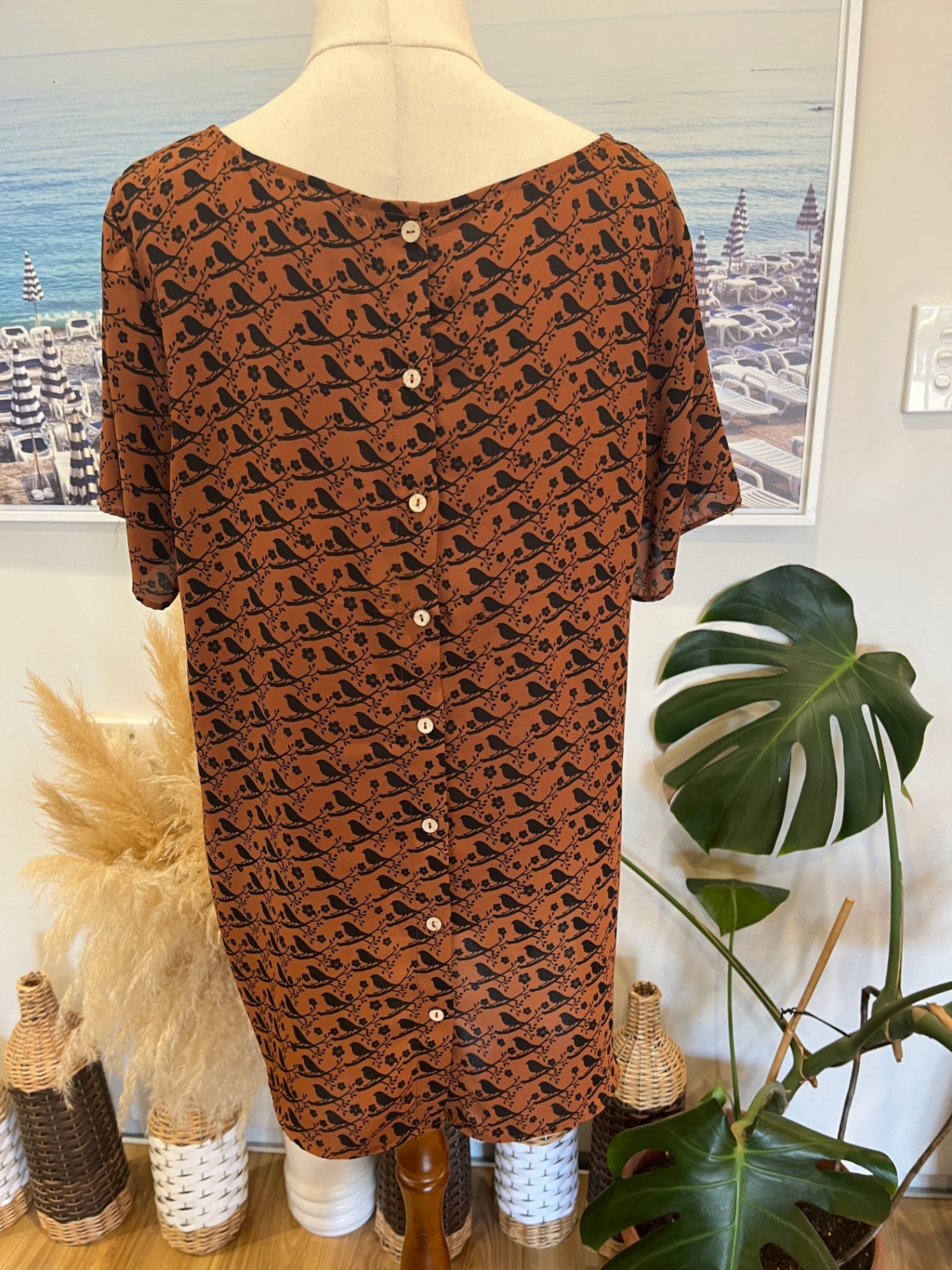 Whistle Blouse Brown with Black pattern Size 12