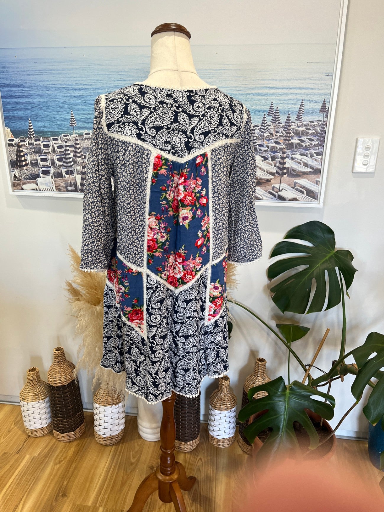 FLOWER Blue Boho Dress Size 8