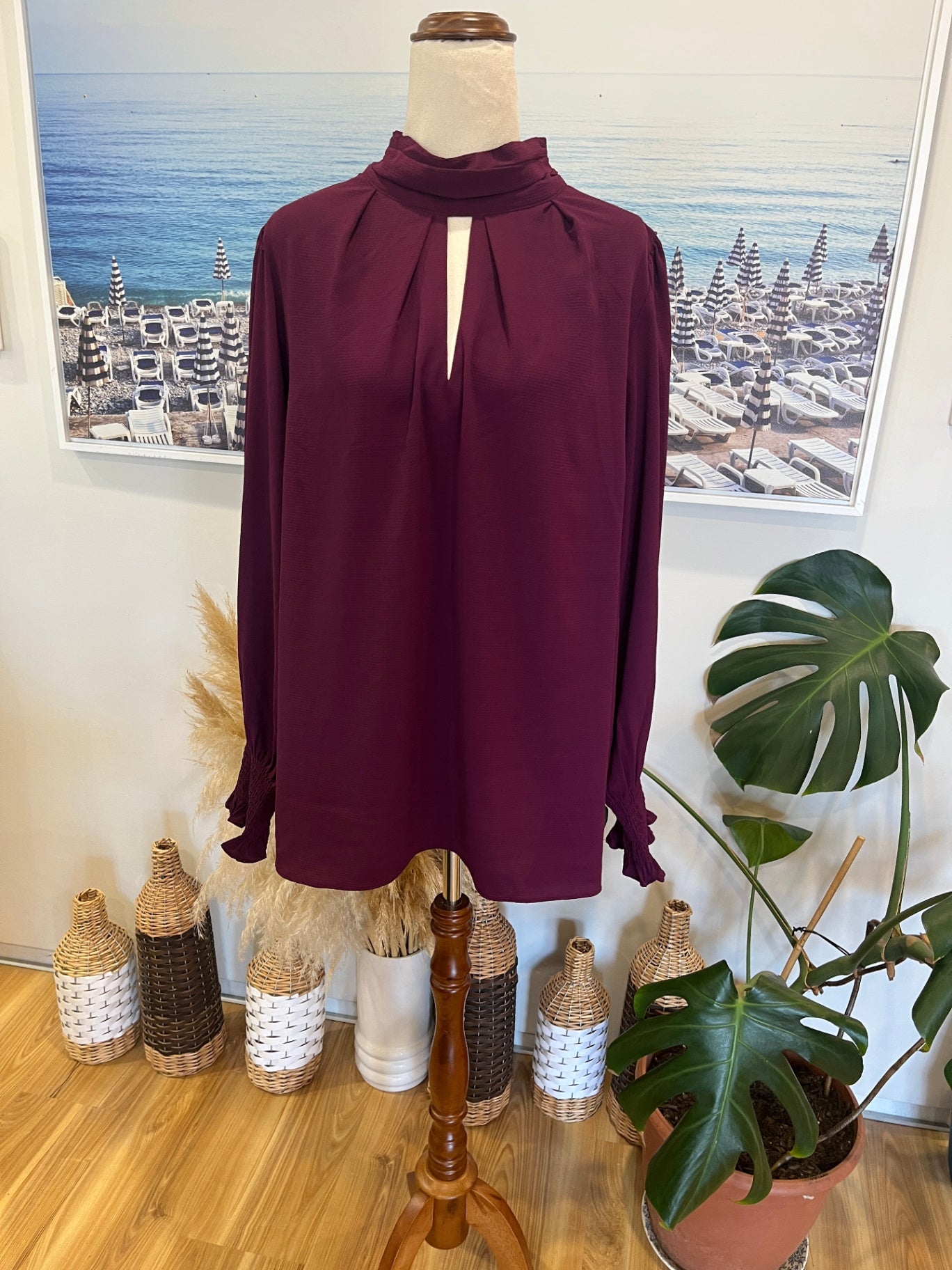 City Chic Burgundy Blouse Small