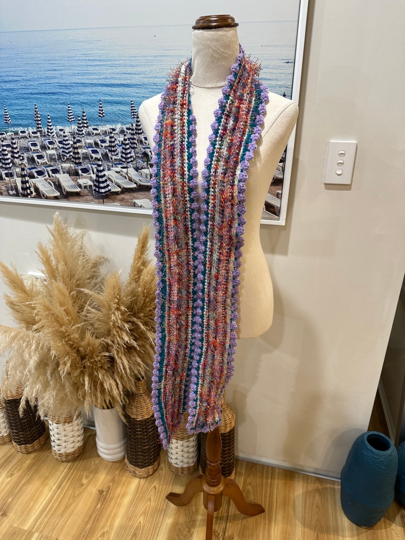 Purple Multicoloured Statement Scarf – Soft Lightweight Fashion Wrap