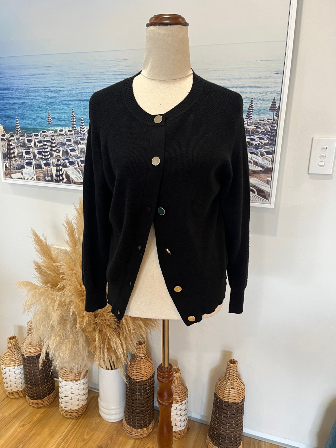 M&S Collection Black Cardigan with Gold Buttons