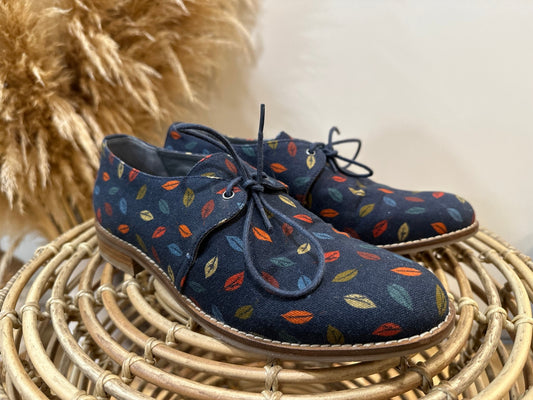 [SALE] Seasalt Shoes Navy Blue with Multicolored Leaf Pattern