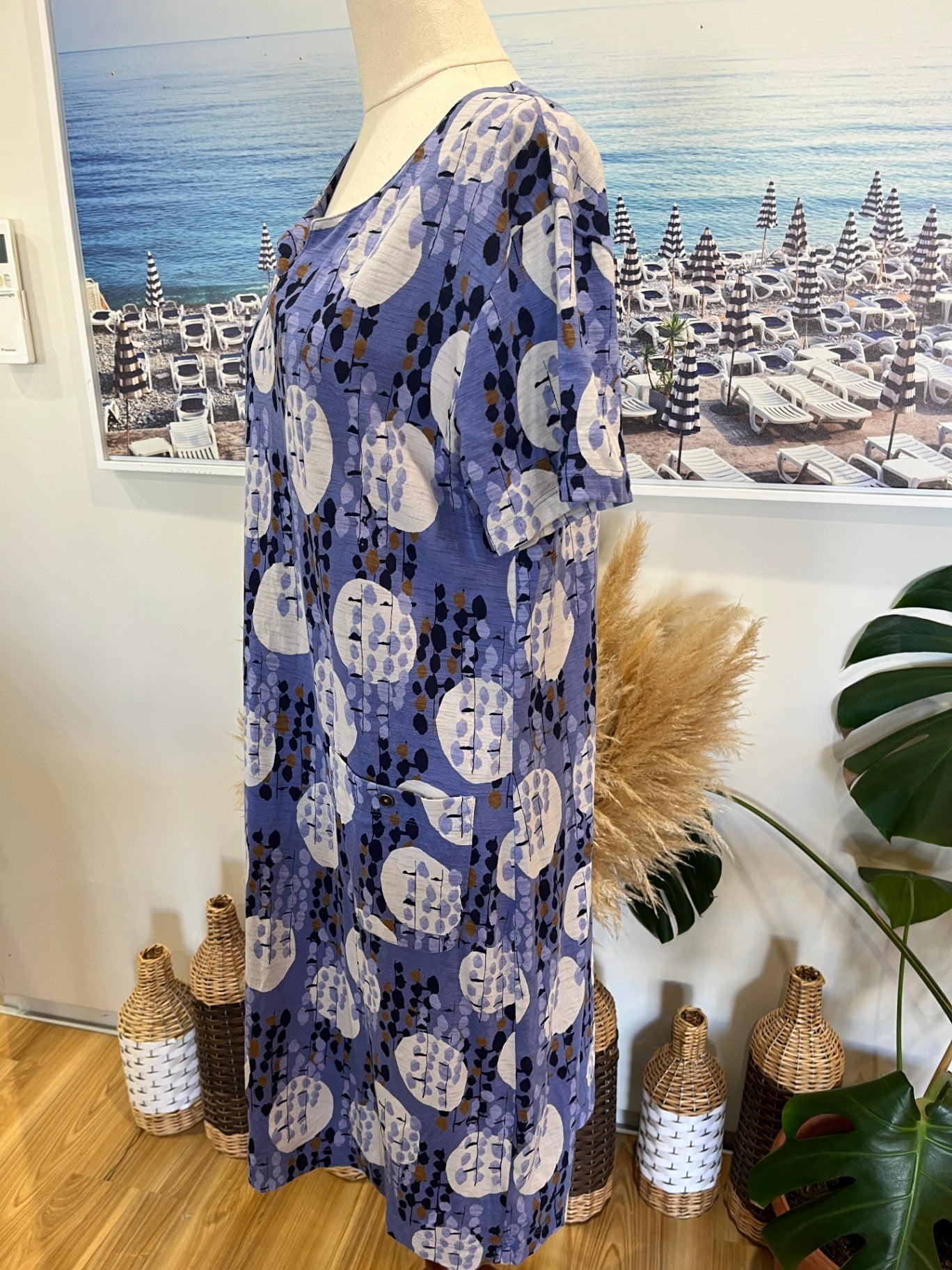 White Stuff Dress Blue and White Print Size 14