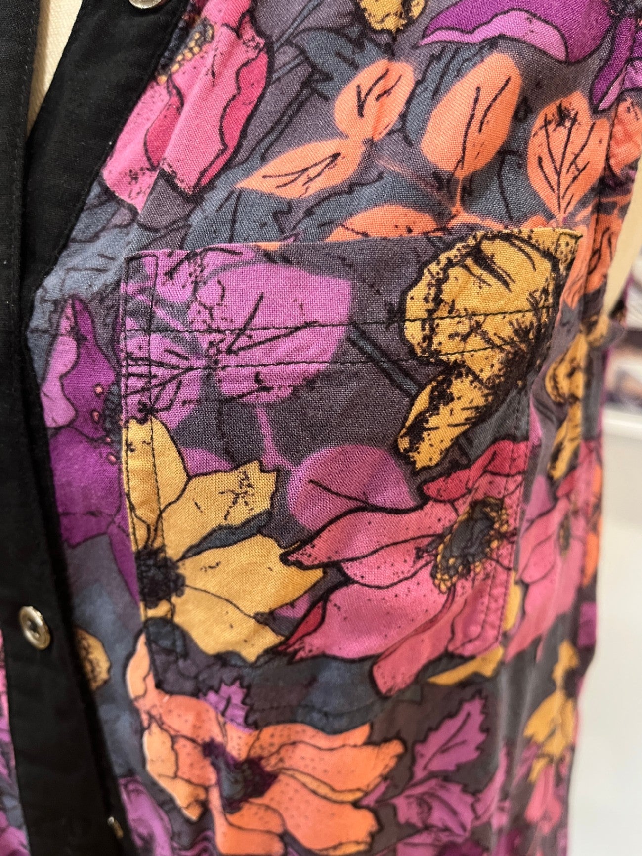 Collared Sleeveless Shirt with Purple Flowers Size 8