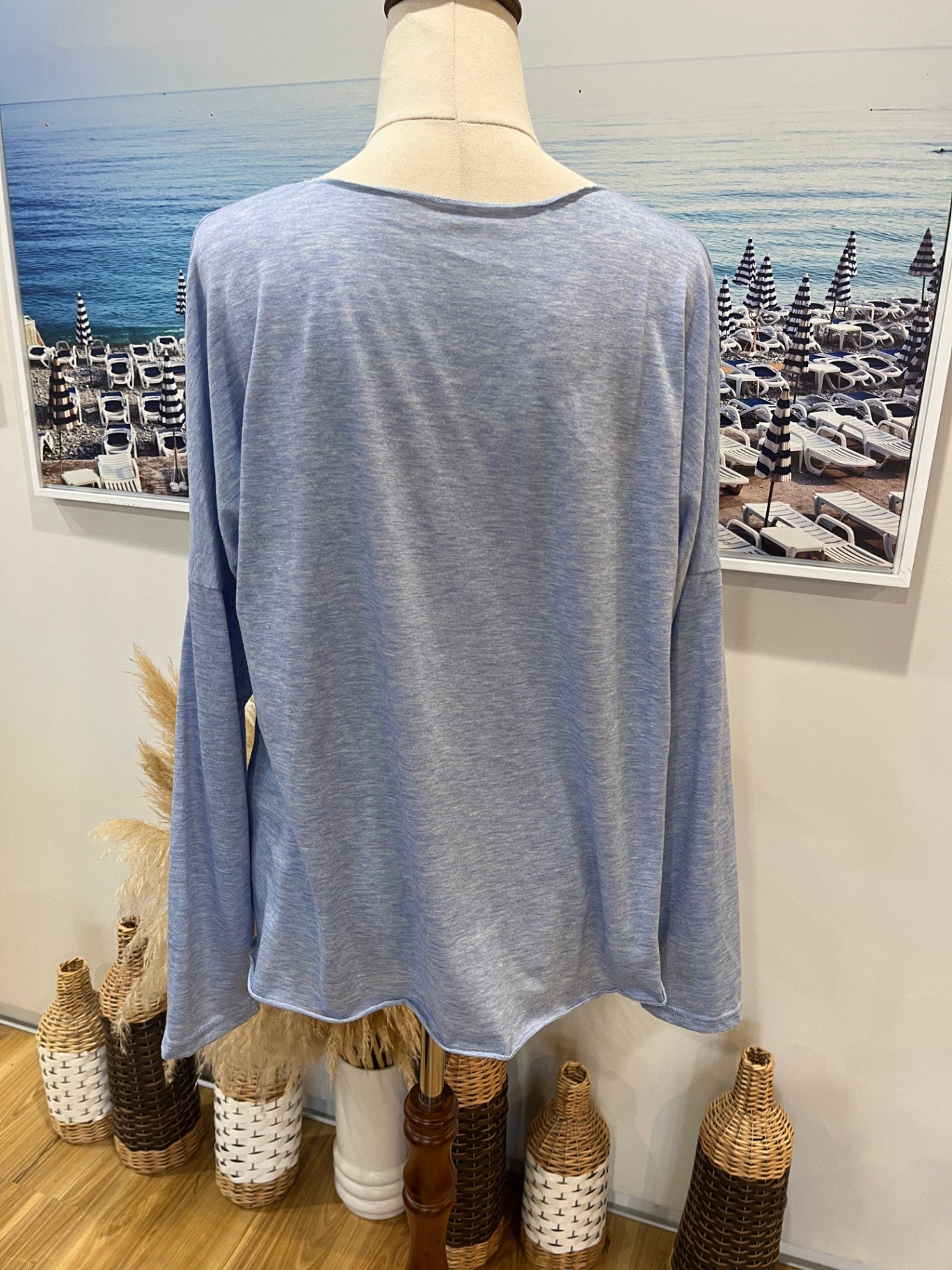 Long-sleeve Top in soft Light Blue