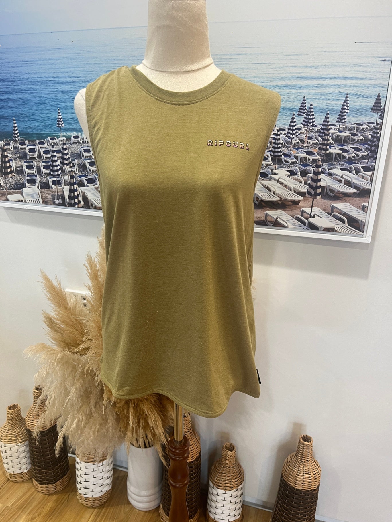 Rip Curl T-Shirt Sleeveless Light Khaki XS
