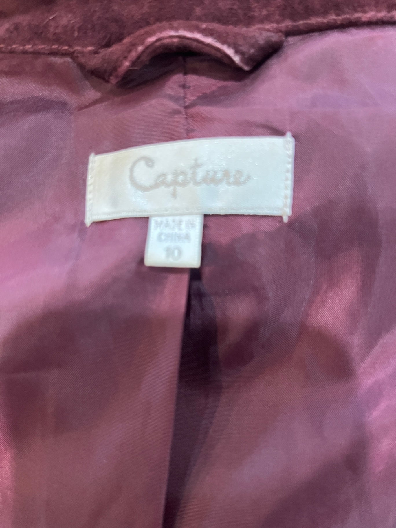 Capture Burgundy Jacket Size 10 