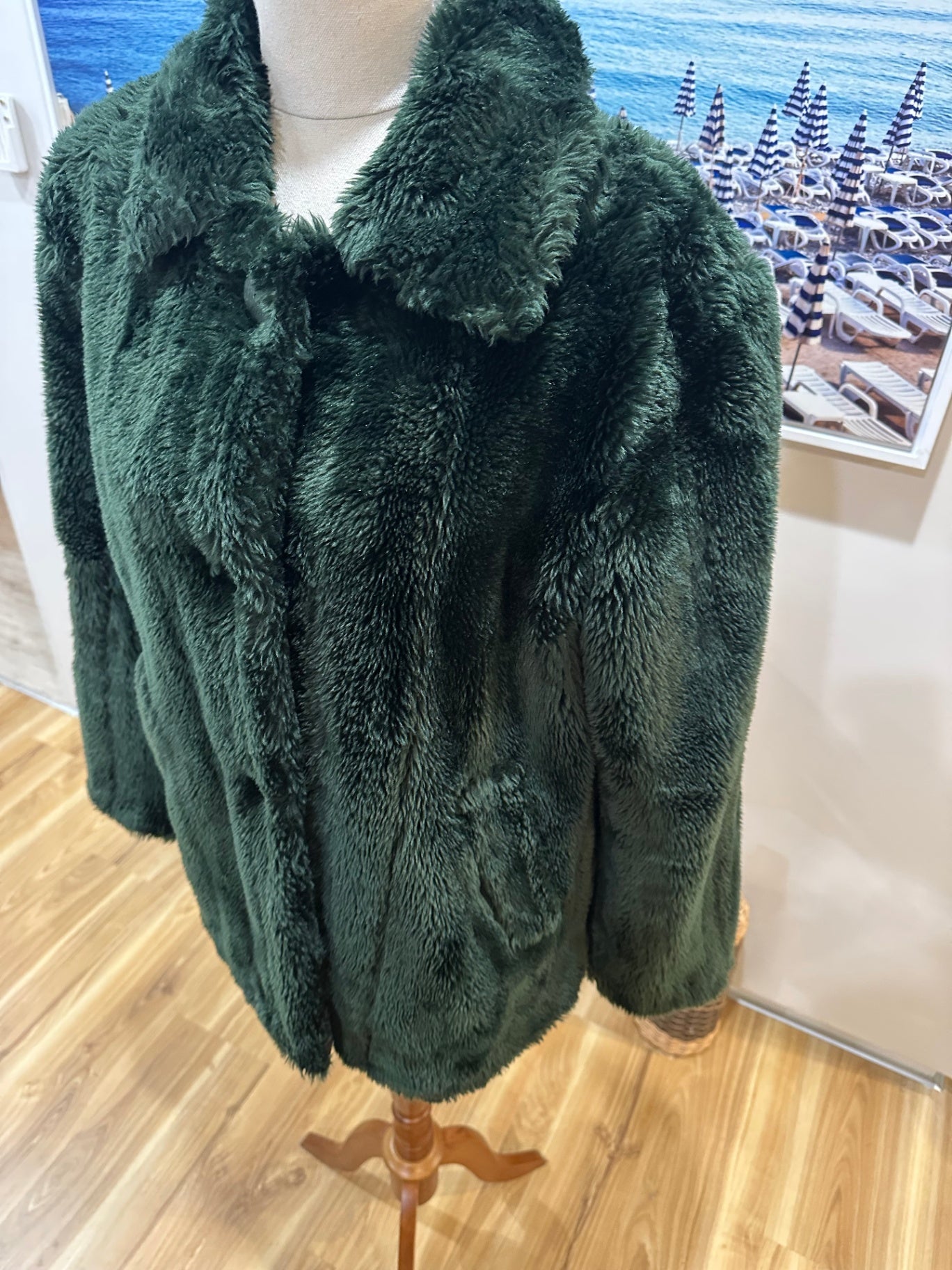 Glassons Fur Coat Green Medium 