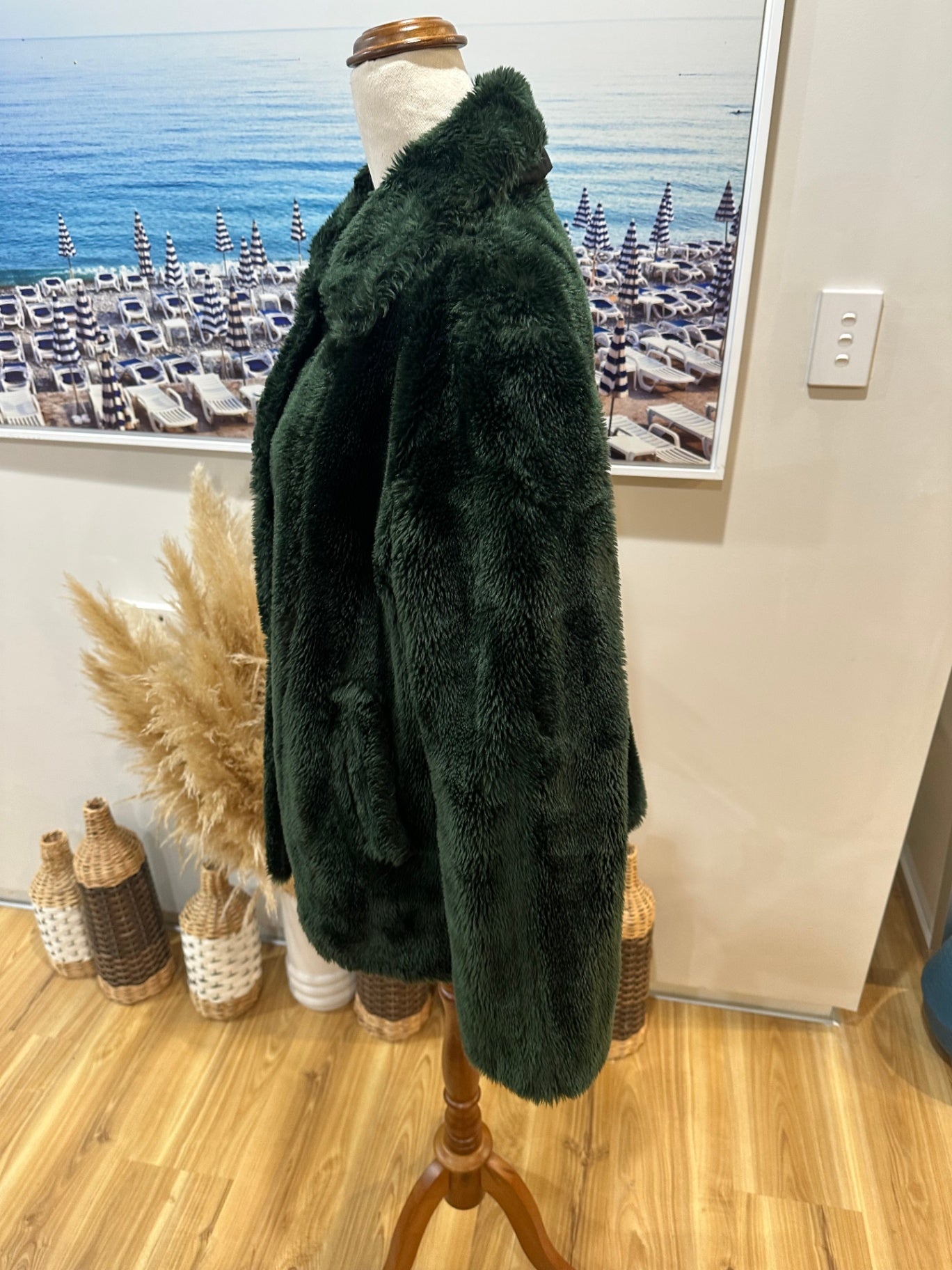 Glassons Fur Coat Green Medium 