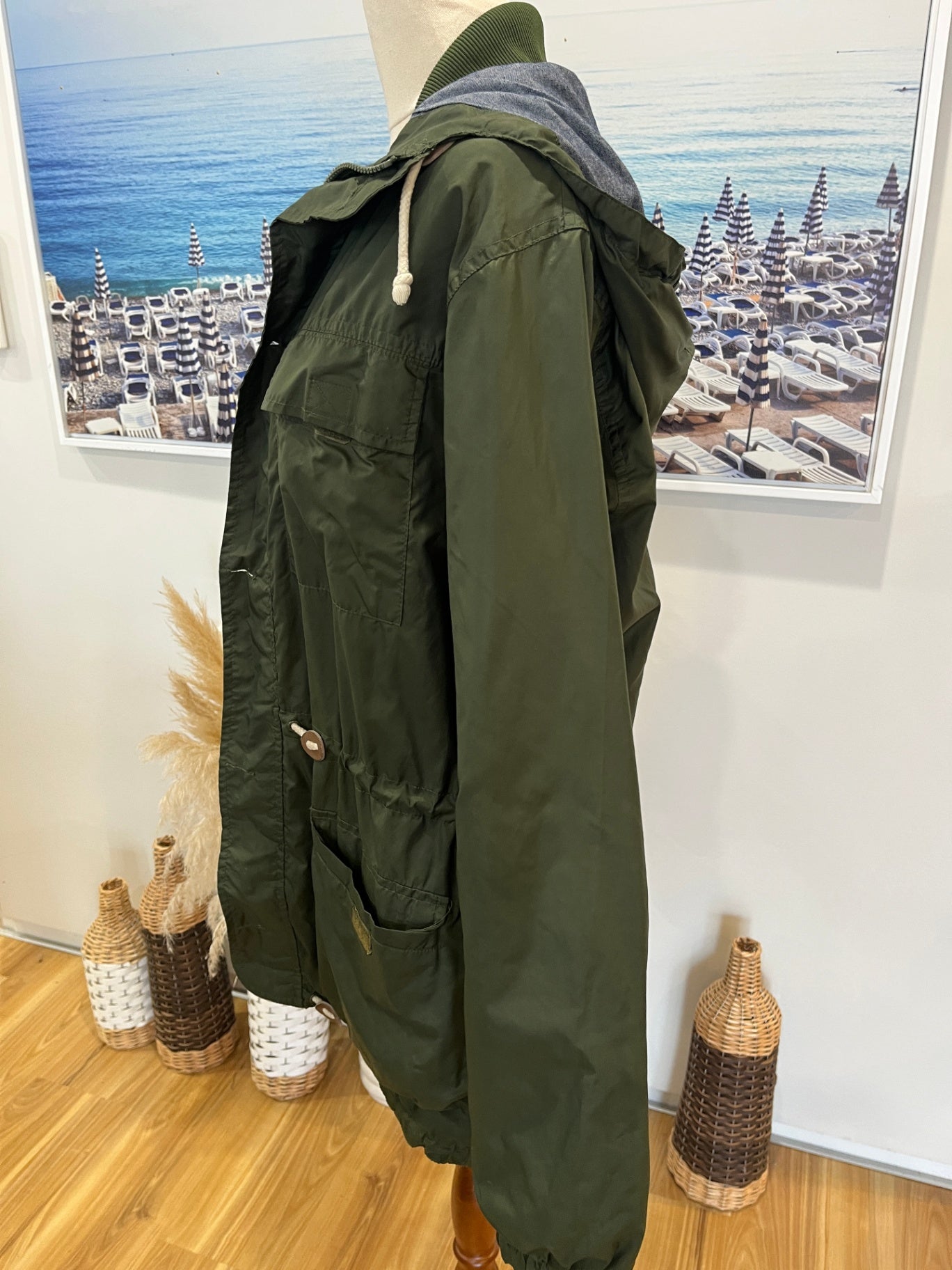 Hooded Jacket Khaki Green Medium 