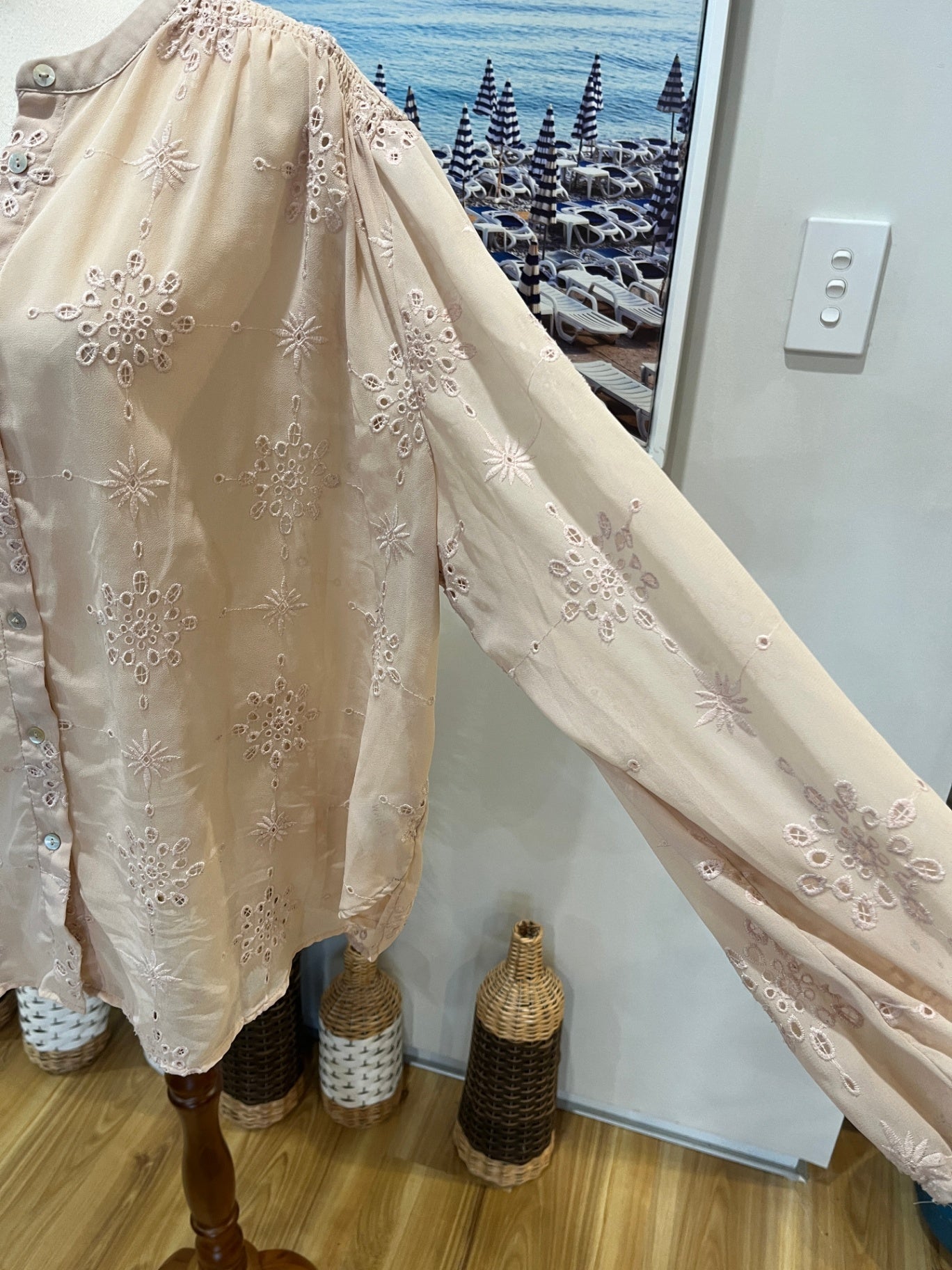 Whistle Long-sleeve blouse Pale Pink Size 14 