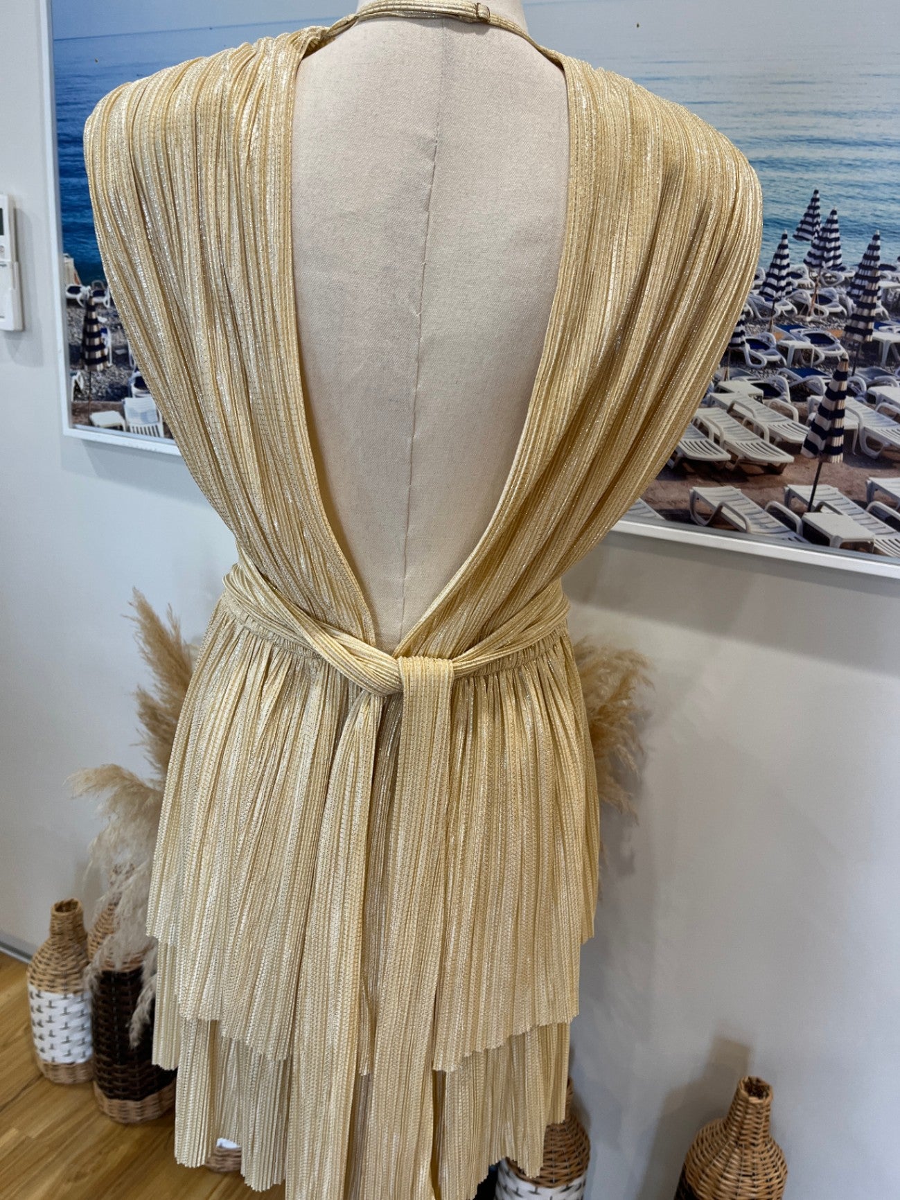 Sabina Musayev Gold Cocktail Dress S