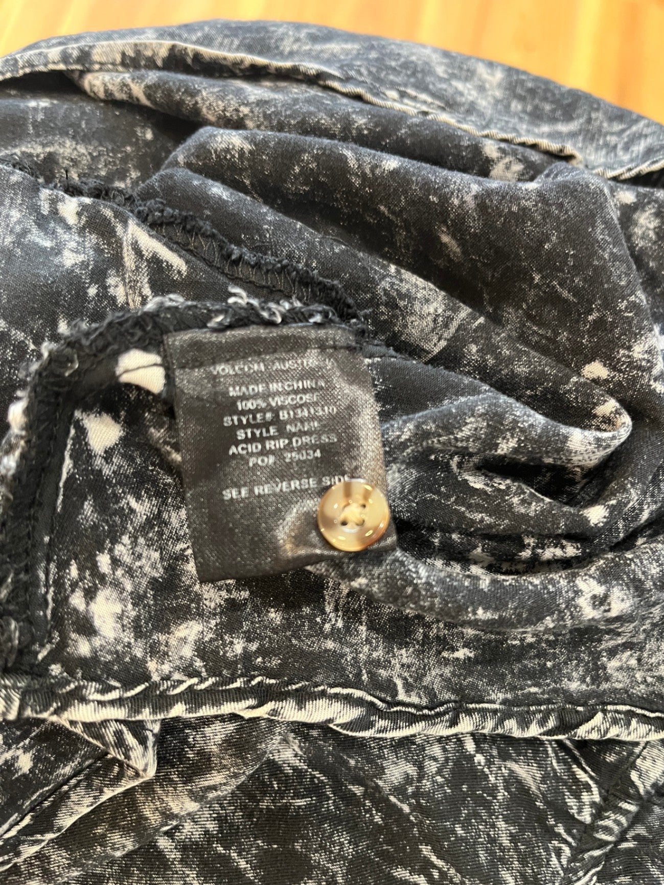 Volcom Dress Black Grey Acid Wash Size 14