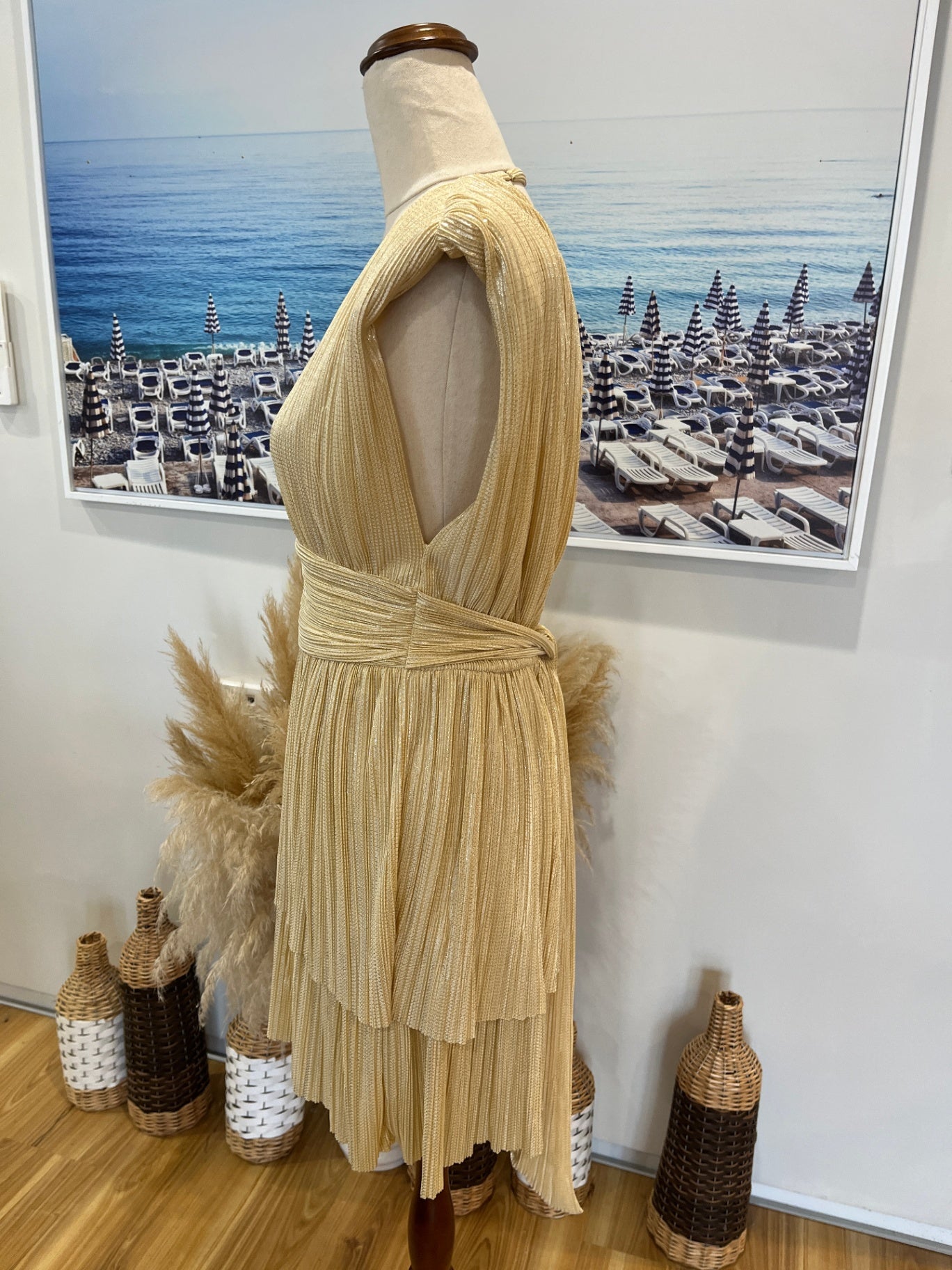 Sabina Musayev Gold Cocktail Dress S