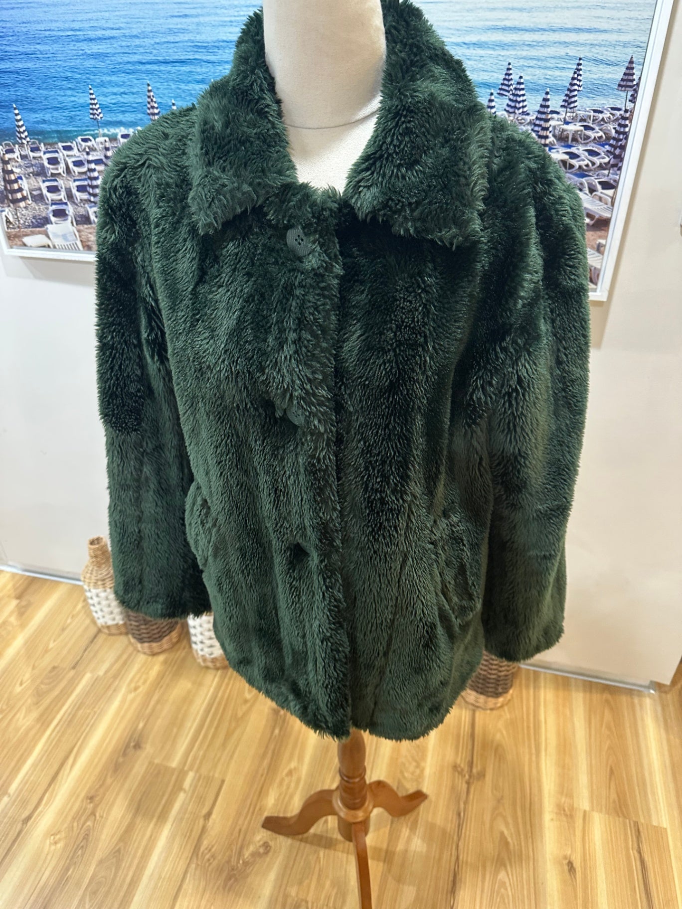 Glassons Fur Coat Green Medium 