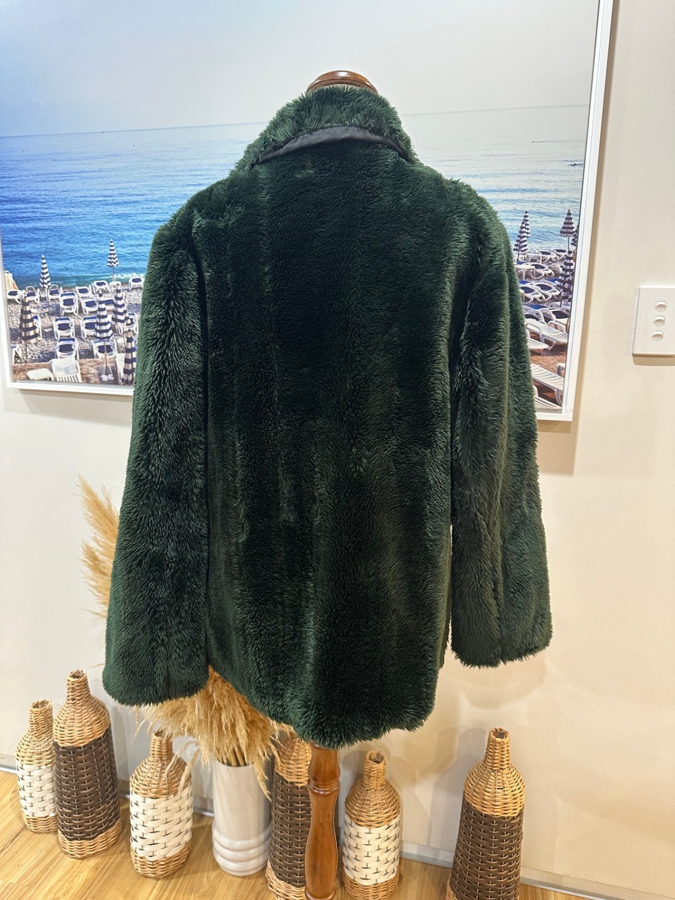 Glassons Fur Coat Green Medium 