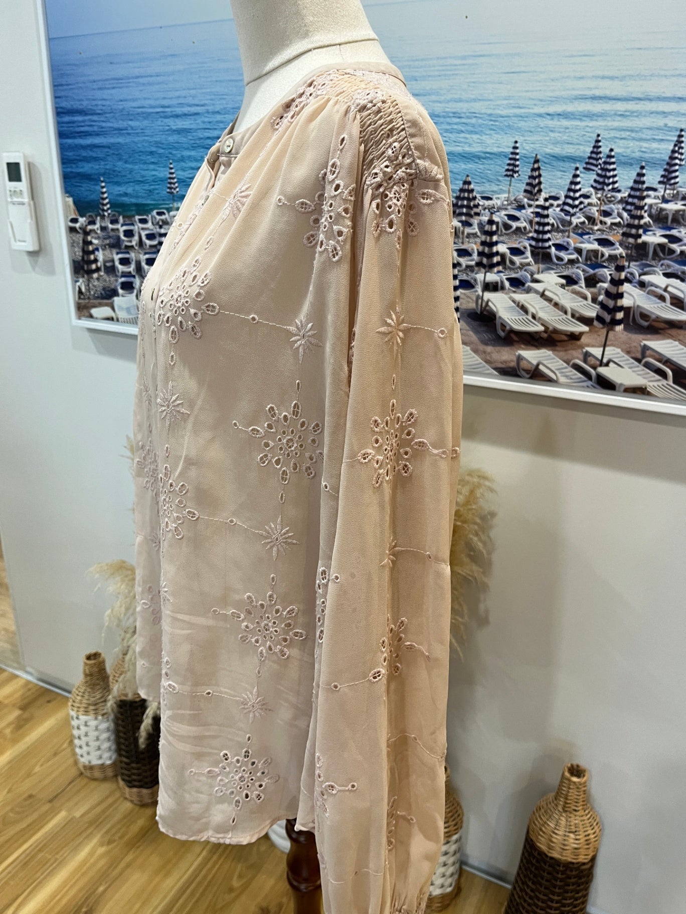 Whistle Long-sleeve blouse Pale Pink Size 14 