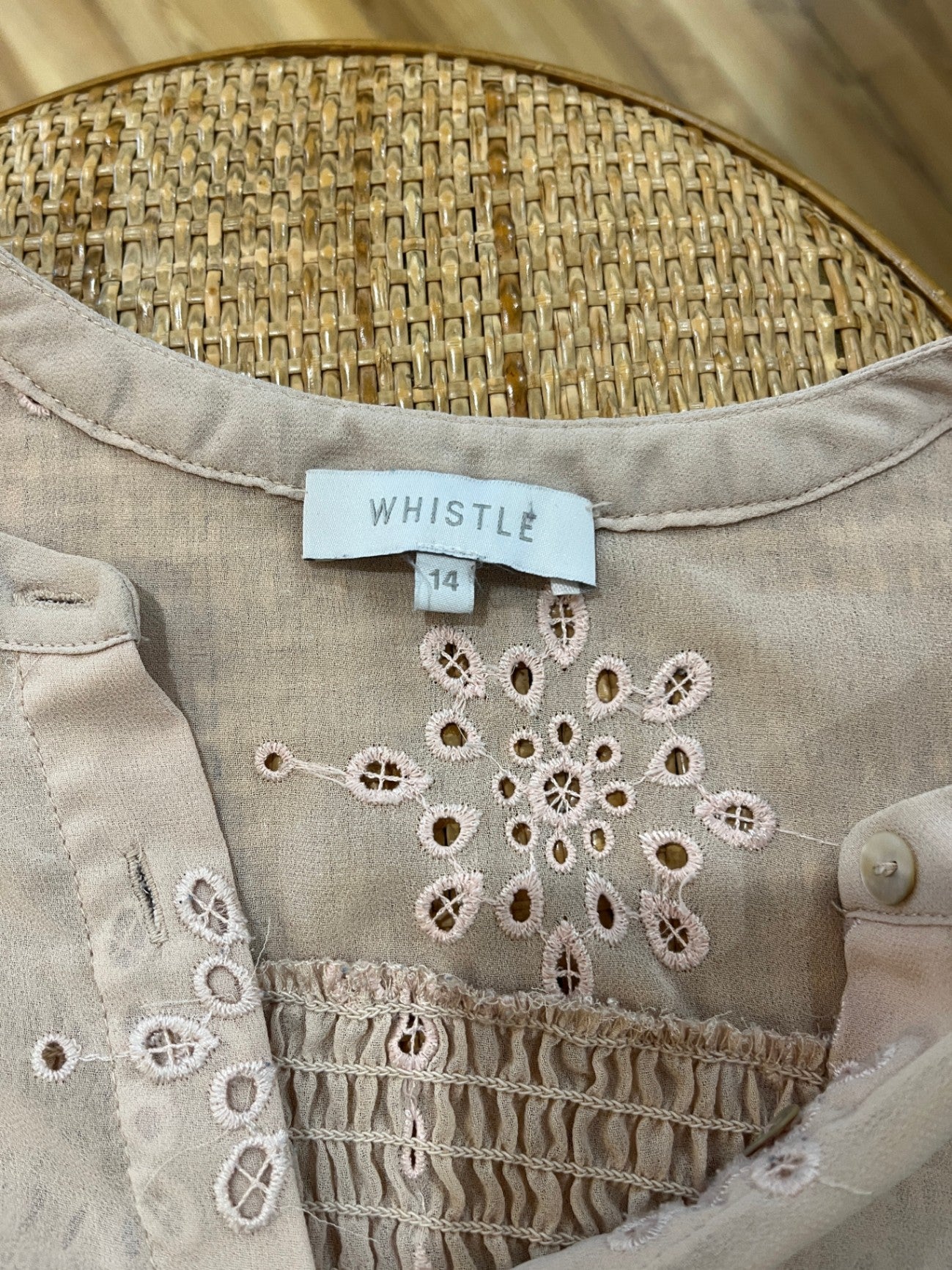Whistle Long-sleeve blouse Pale Pink Size 14 