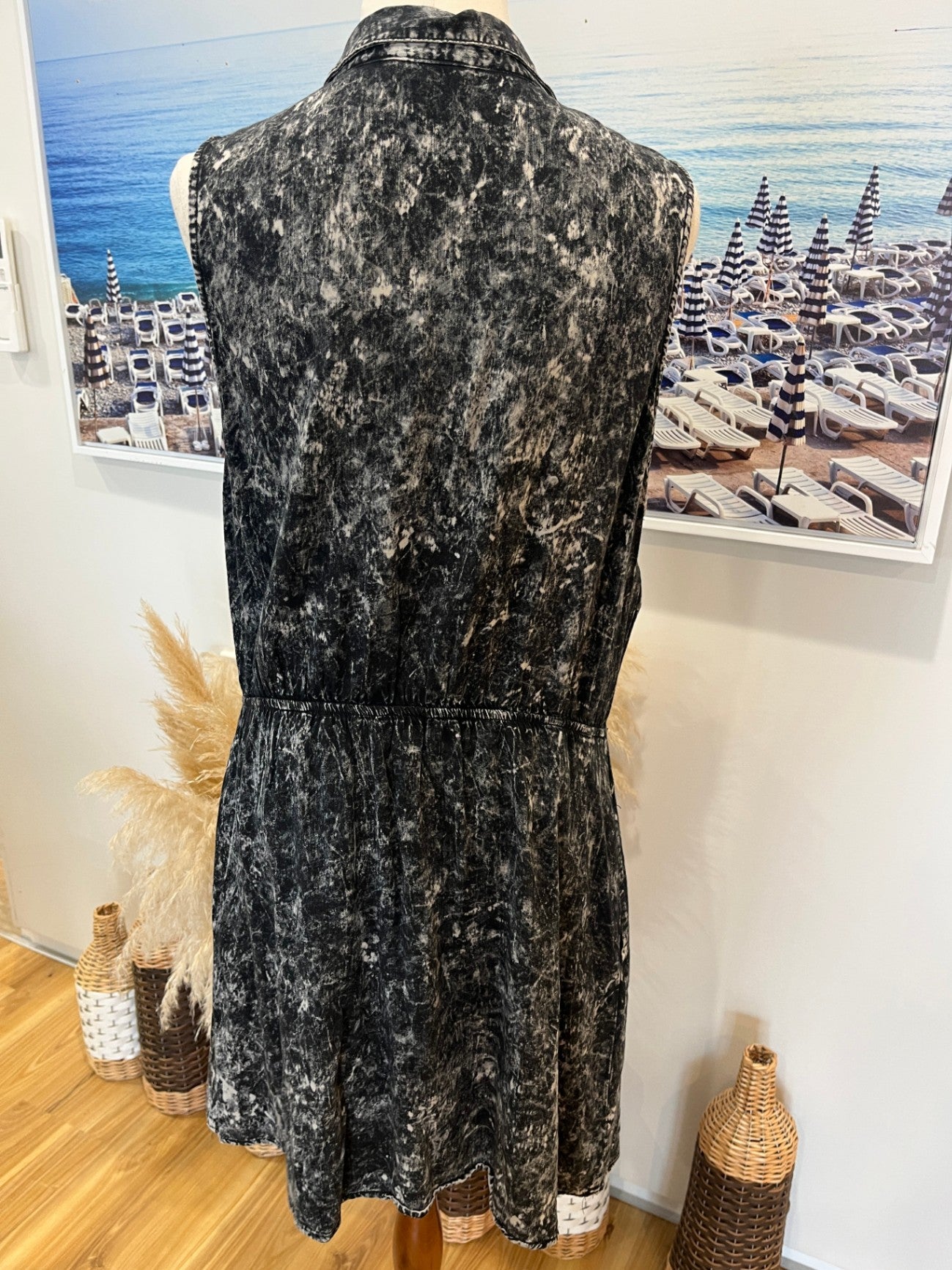 Volcom Dress Black Grey Acid Wash Size 14