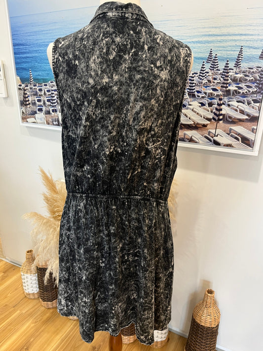 Volcom Dress Black Grey Acid Wash Size 14