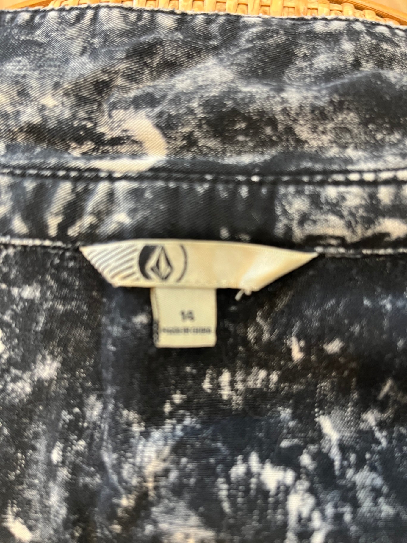 Volcom Dress Black Grey Acid Wash Size 14