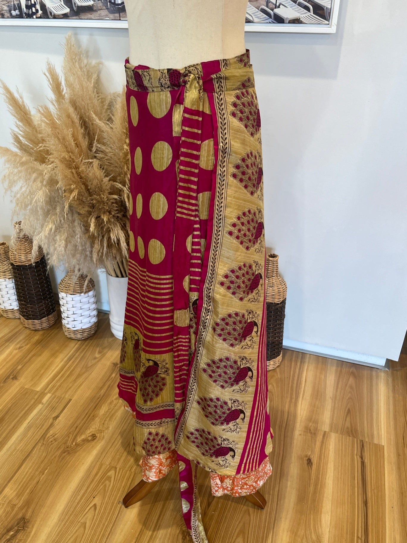 Sari Skirt Pink/Gold