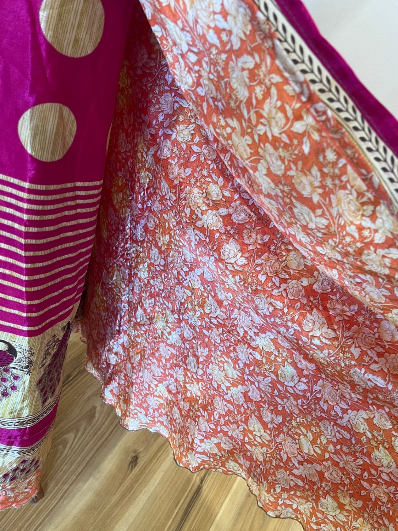 Sari Skirt Pink/Gold