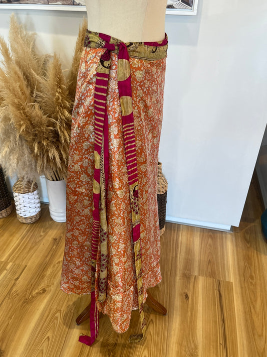 Sari Skirt Pink/Gold