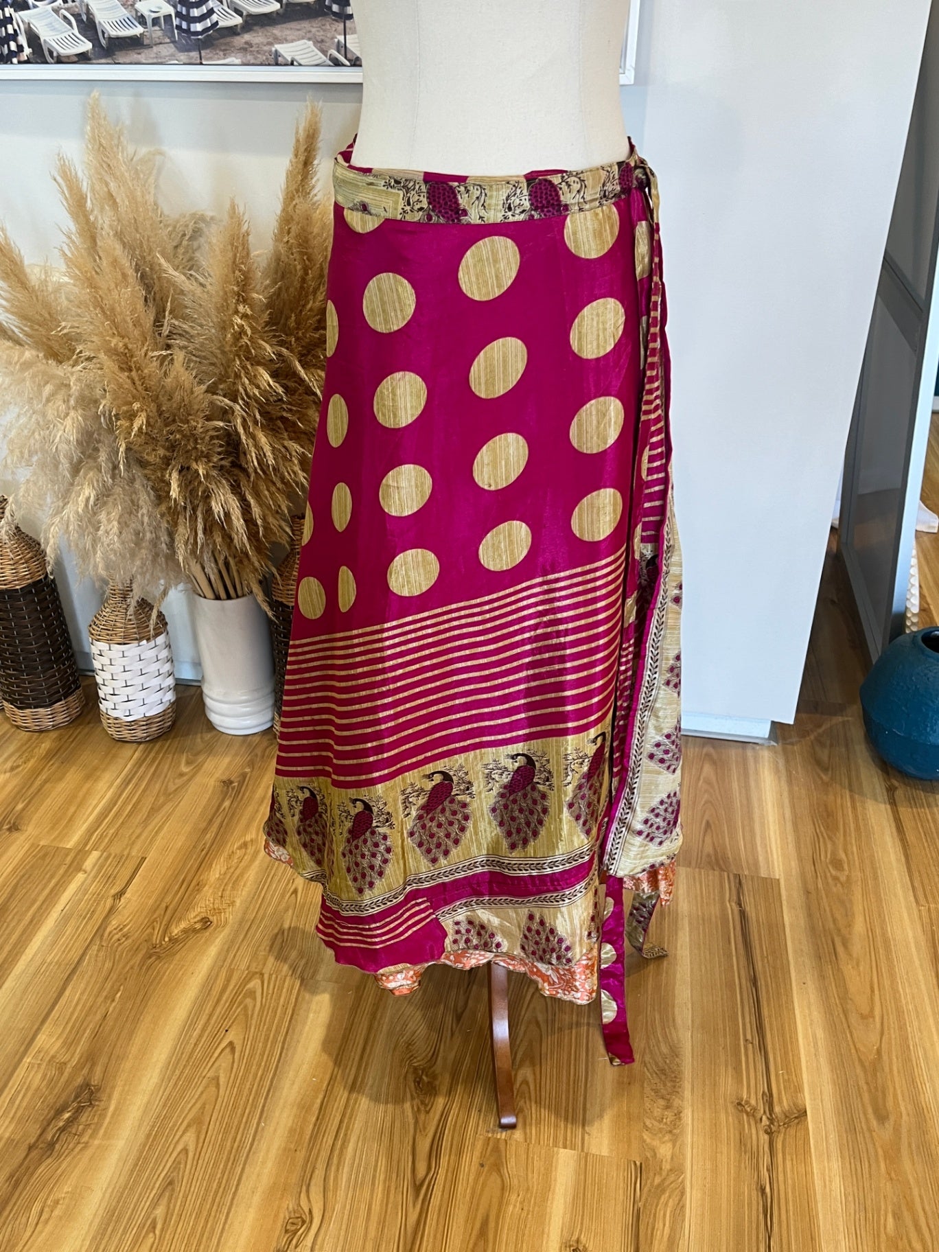 Sari Skirt Pink/Gold