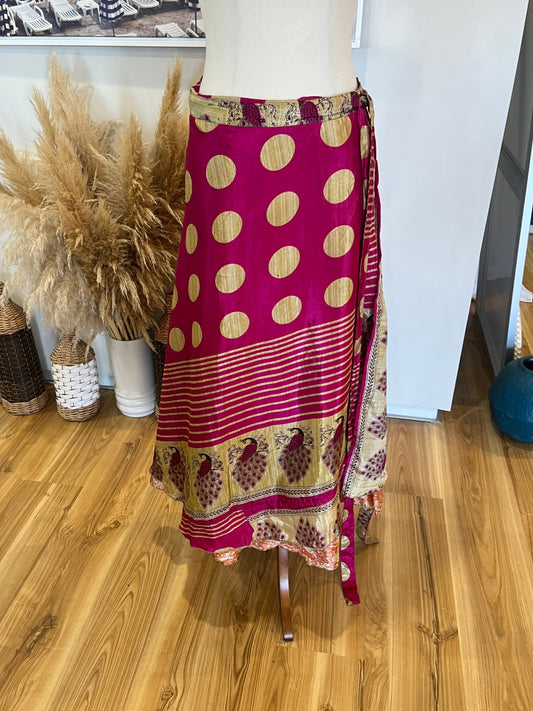 Sari Skirt Pink/Gold
