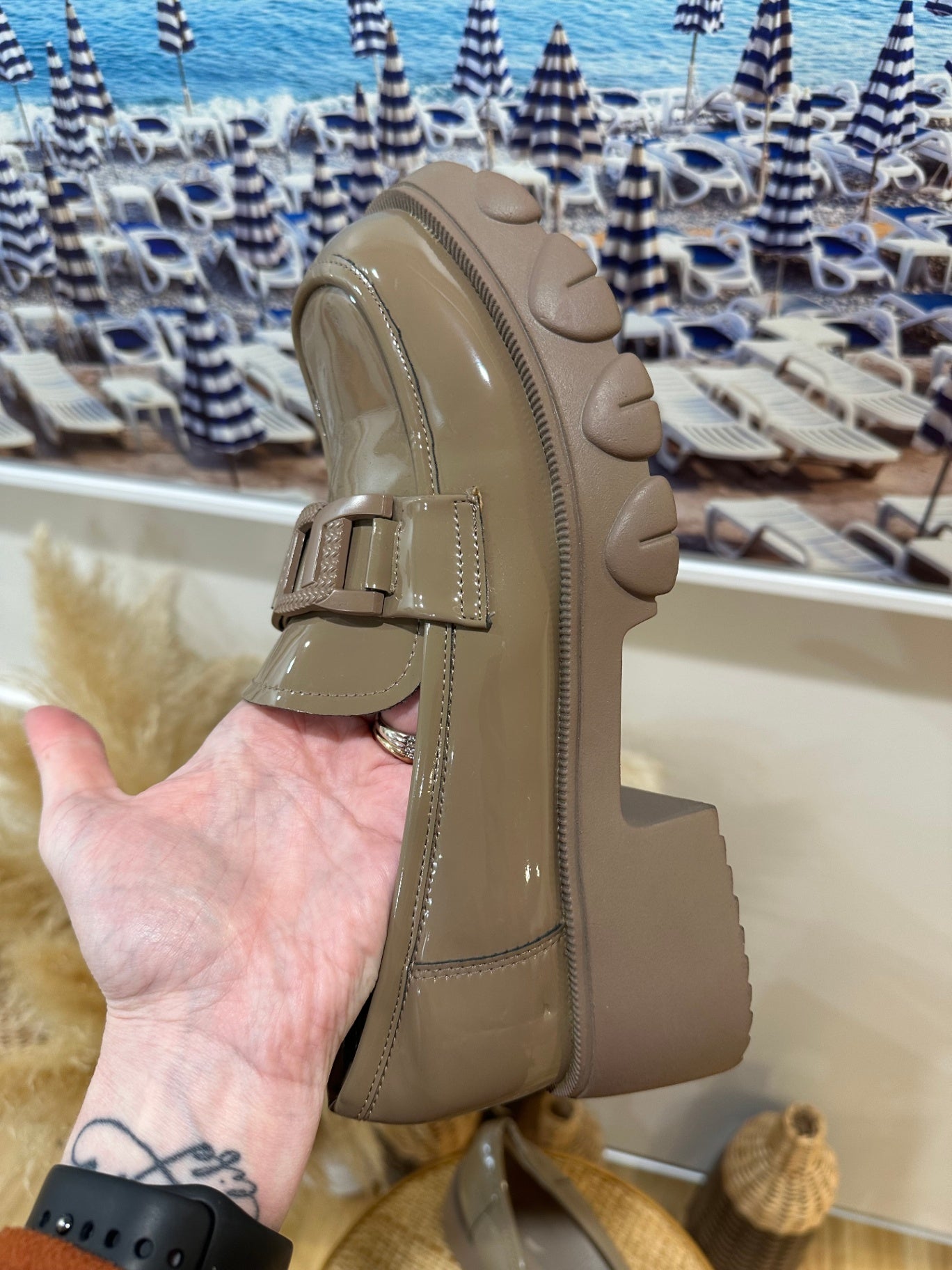 Princess Polly Shoes, Taupe Chunky Size 40 