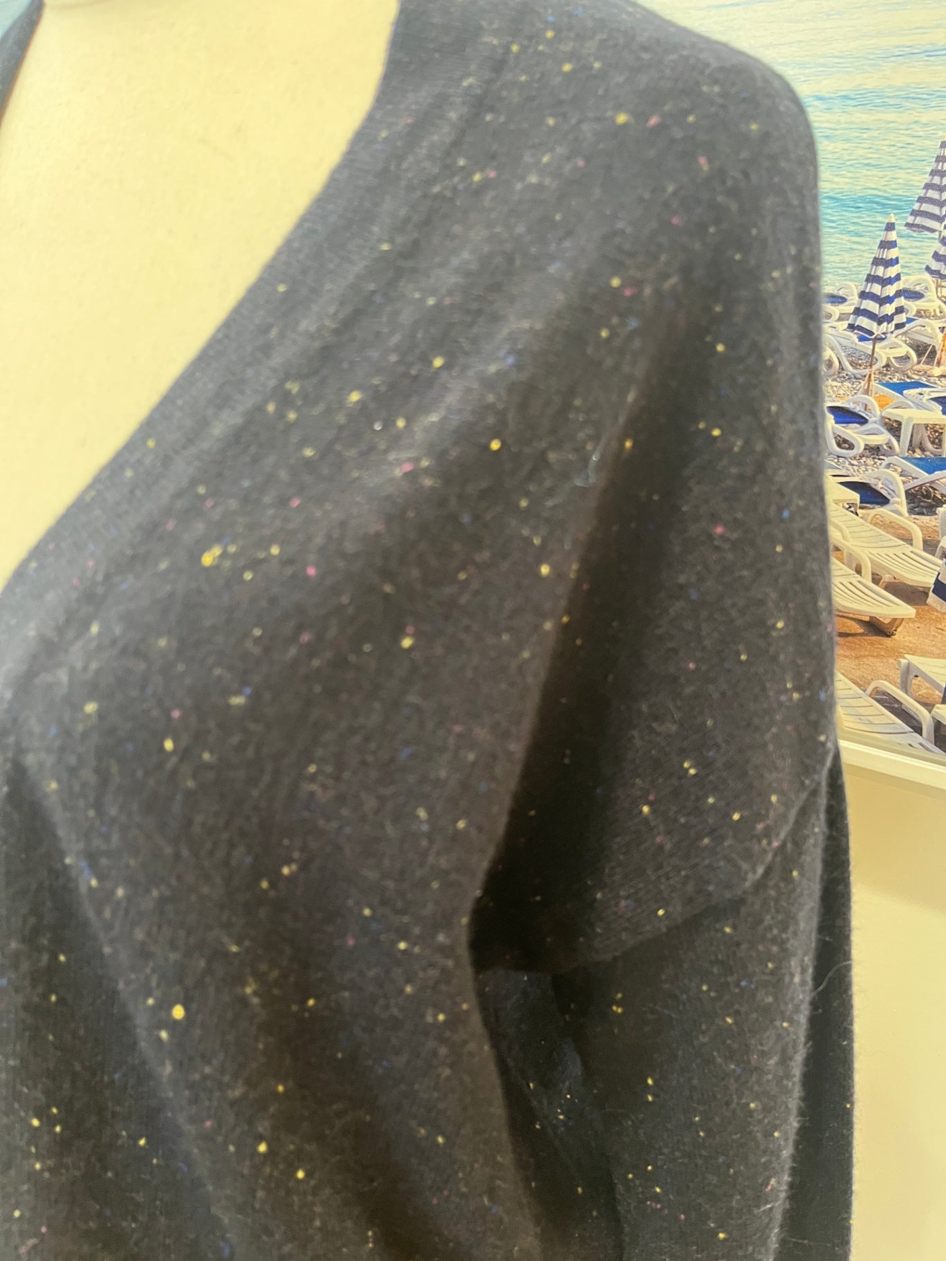 C&C California Black Cardigan with Multicolored Speckles Small