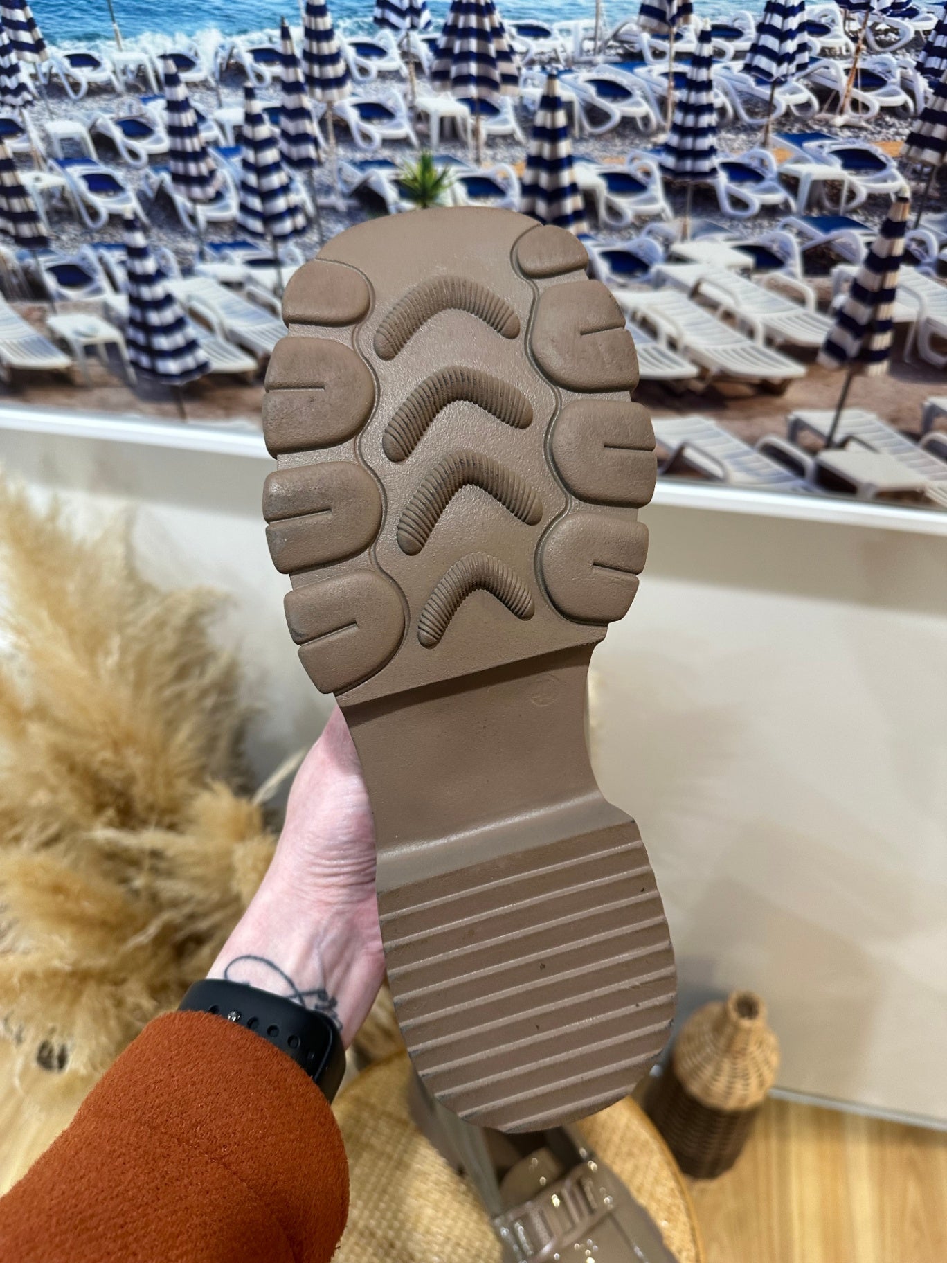 Princess Polly Shoes, Taupe Chunky Size 40 