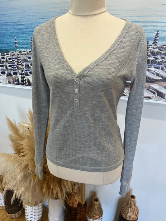 Henley-style Grey Top XS 